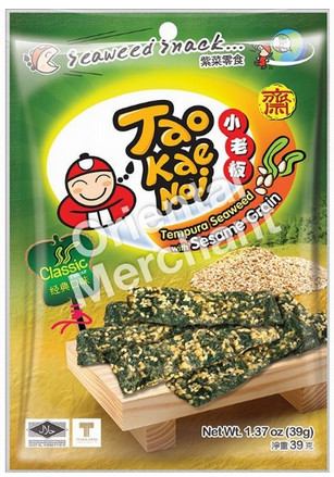 Seetang Snack Tempura mit Sesam Classic Taokaenoi 48x39g