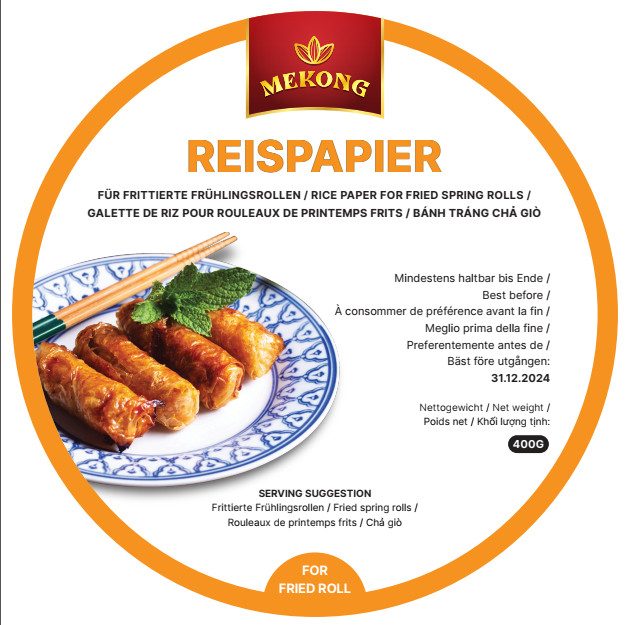 Reispapier MEKONG 22cm rund für frittierte Rollen