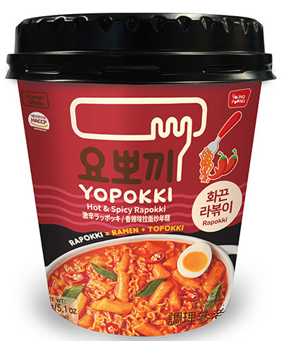 Reiskuchen und Ramen im Becher scharf Yopokki 16x145g