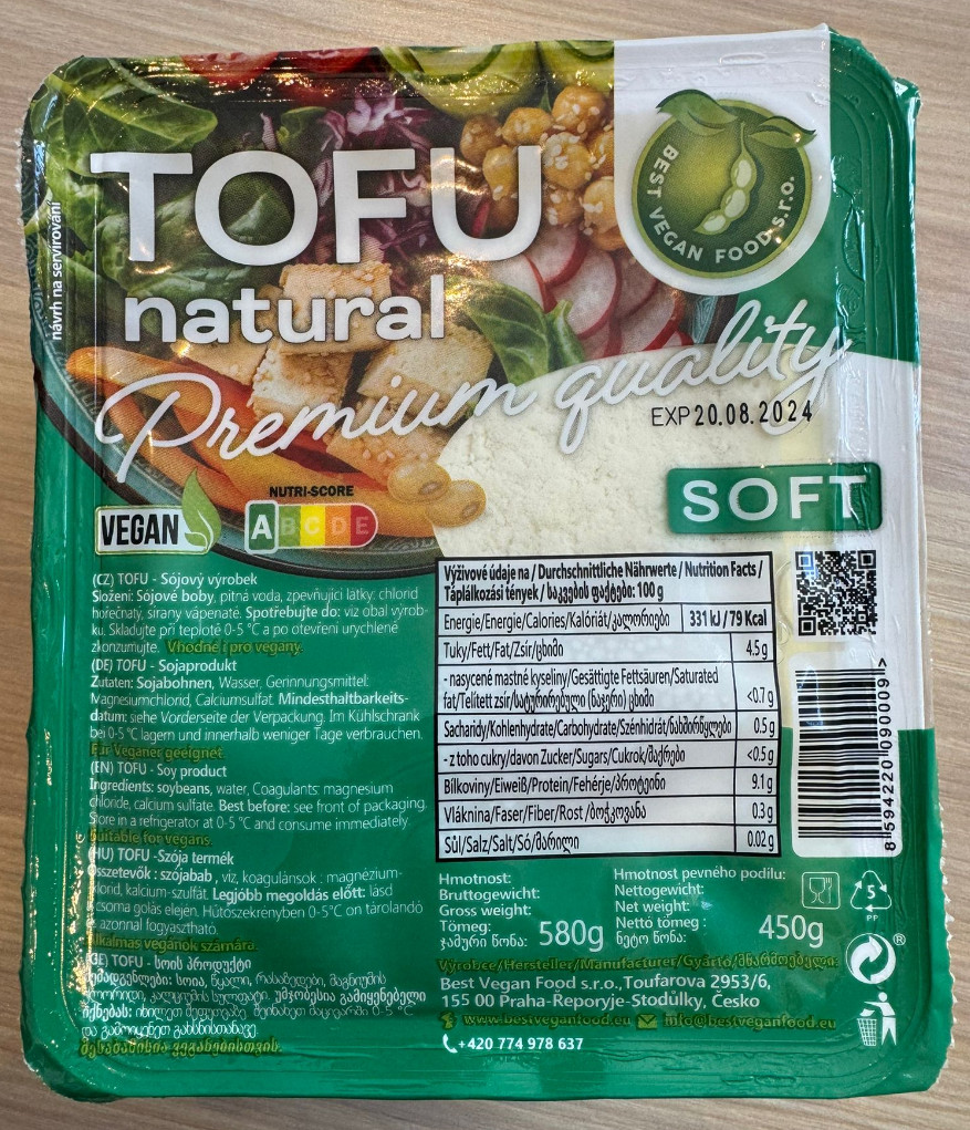 Tofu frisch vakuum BEST VEGAN FOOD 18x580g