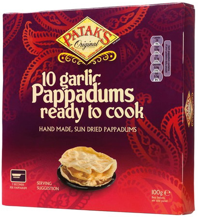 Pappadums Knoblauch Pataks 12x100g